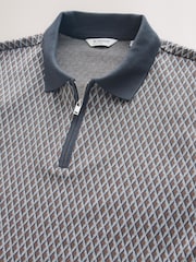 Grijs geo - N. Premium Pattern Quarter Zip Polo Shirt - Afbeelding 7 van 9