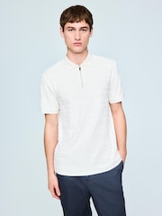 Ecru Regular Fit Smart Jaquard Polo Shirt - Image 1 of 4