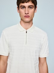 Ecru Regular Fit Smart Jaquard Polo Shirt - Image 4 of 4