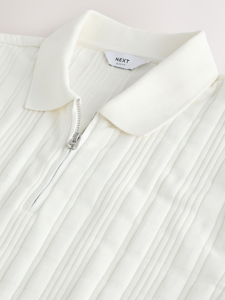 écru - Polo élégant en jacquard - Image 7 de 7