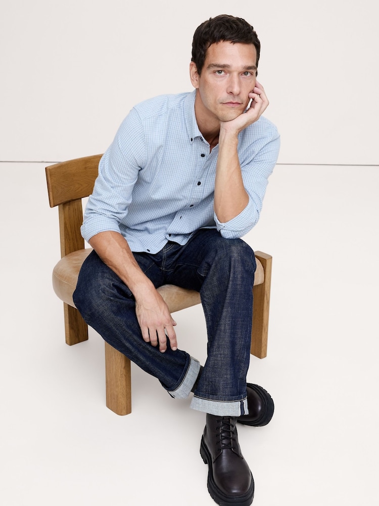 Banana Republic Blue Standard-Fit Lightweight Flannel Shirt - Image 1 of 1 Banana Republic Blue Standard-Fit Lightweight Flannel Shirt - Image 1 of 1