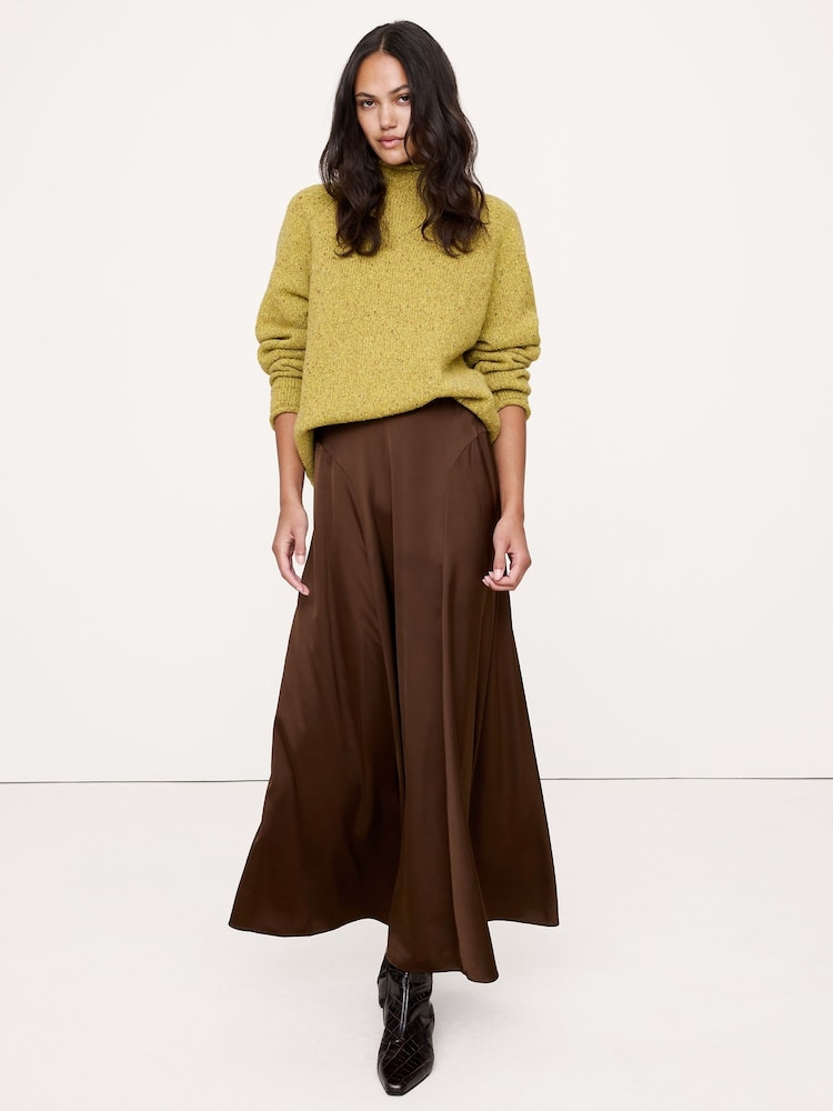 Banana Republic Brown Stretch Satin Maxi Skirt - Image 1 of 4 Banana Republic Brown Stretch Satin Maxi Skirt - Image 1 of 4