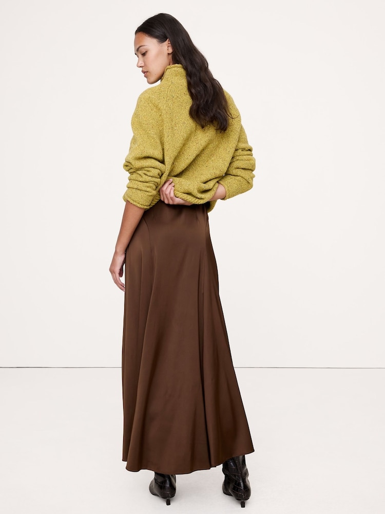 Banana Republic Brown Stretch Satin Maxi Skirt - Image 2 of 4 Banana Republic Brown Stretch Satin Maxi Skirt - Image 2 of 4