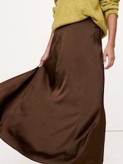 Banana Republic Brown Stretch Satin Maxi Skirt - Image 3 of 4