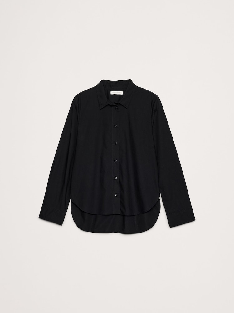 Banana Republic Black Boxy Cotton Poplin Shirt - Image 4 of 4 Banana Republic Black Boxy Cotton Poplin Shirt - Image 4 of 4