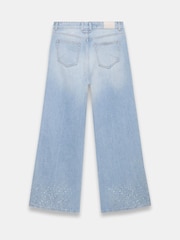 Mint Velvet Blue Diamante Wide Leg 100% Cotton Jeans - Image 8 of 8