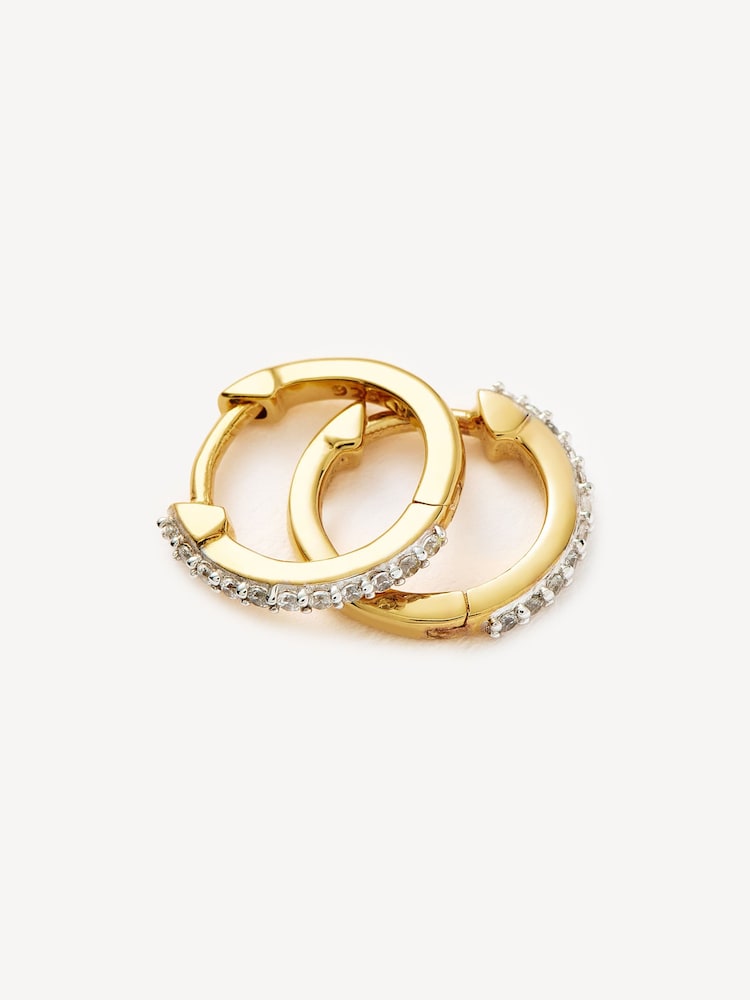 Missoma Gold Tone Classic Pave Huggie Earrings - Image 1 of 4