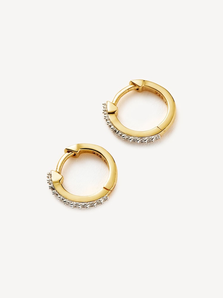 Missoma Gold Tone Classic Pave Huggie Earrings - Image 2 of 4