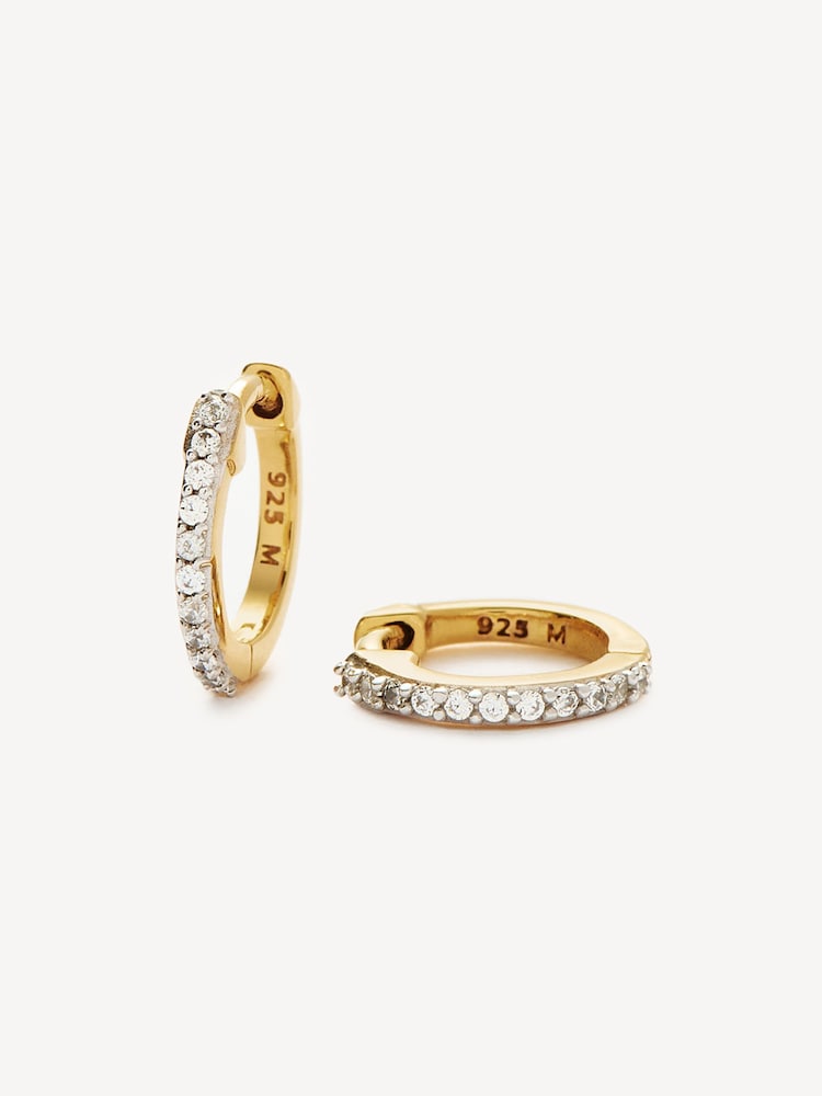 Missoma Gold Tone Classic Pave Huggie Earrings - Image 4 of 4