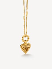 Missoma Gold Tone Mini Ridge Heart Necklace - Image 4 of 4