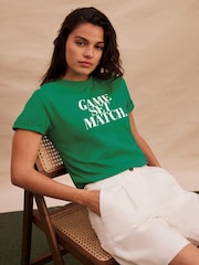 Mint Velvet Green Graphic 100% Cotton T-Shirt - Image 2 of 8