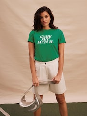 Mint Velvet Green Graphic 100% Cotton T-Shirt - Image 3 of 8