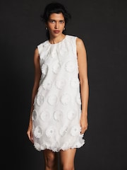 Mint Velvet White Mini Floral Print Organza Dress - Image 2 of 8