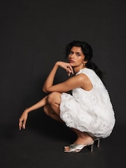 Mint Velvet White Mini Floral Print Organza Dress - Image 5 of 8