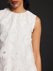Mint Velvet White Mini Floral Print Organza Dress - Image 6 of 8