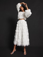 Mint Velvet White Floral Print Midi Skirt - Image 2 of 8