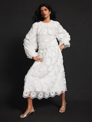 Mint Velvet White Floral Print Midi Skirt - Image 4 of 8