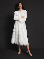 Mint Velvet White Floral Print Midi Skirt - Image 5 of 8