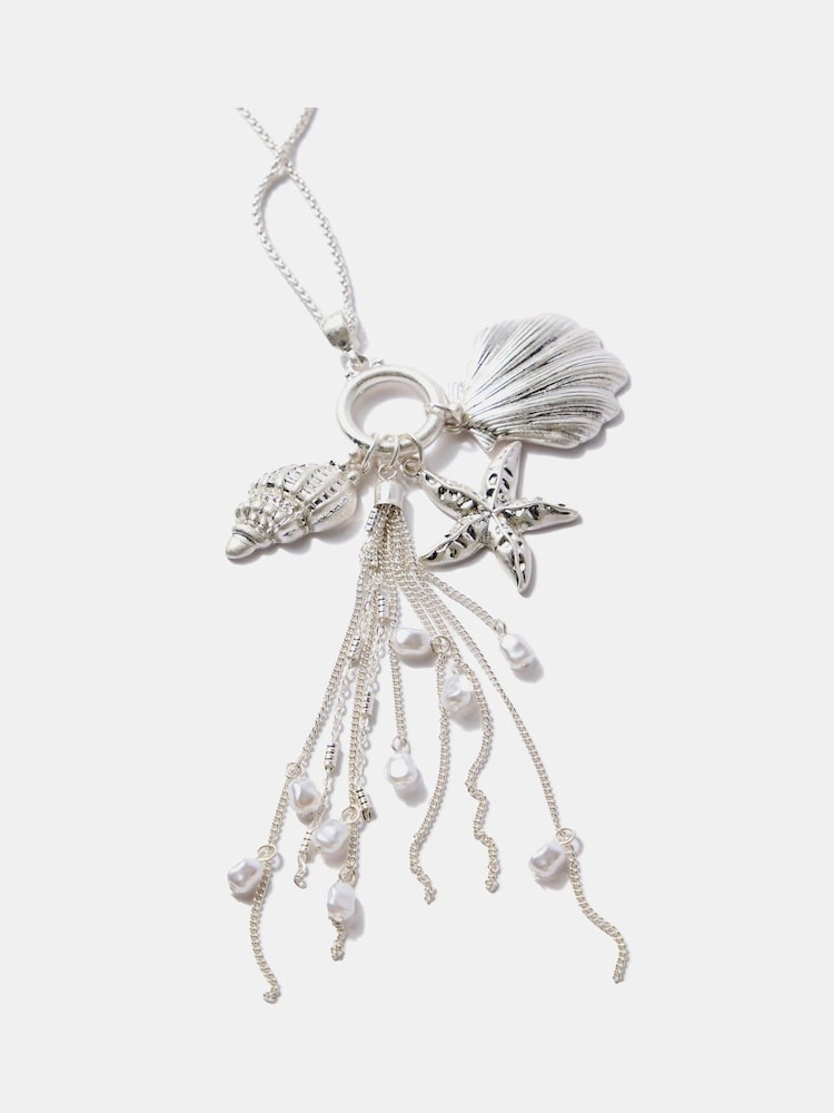 Mint Velvet Silver Tone Shell Necklace - Image 2 of 3