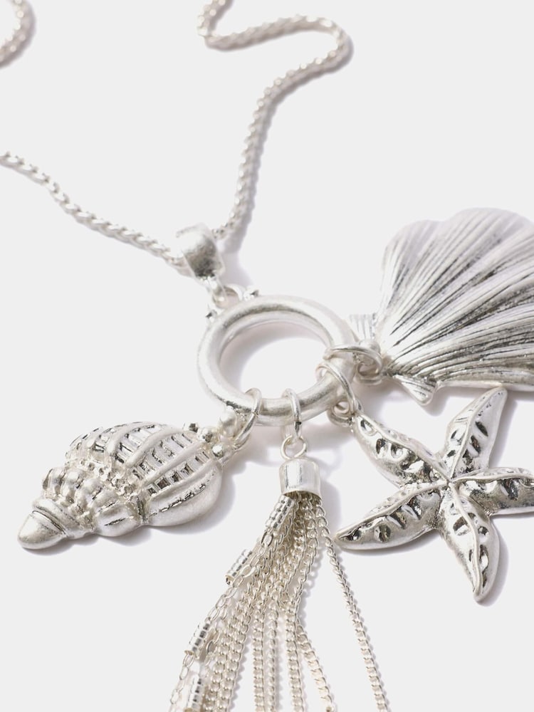 Mint Velvet Silver Tone Shell Necklace - Image 3 of 3