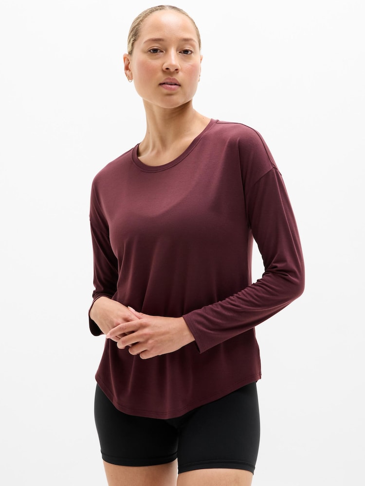 Athleta Maroon Red Move With Ease T-Shirt - Image 1 of 1