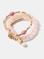 Mint Velvet Pink Beaded Bracelet Set - Image 3 of 3