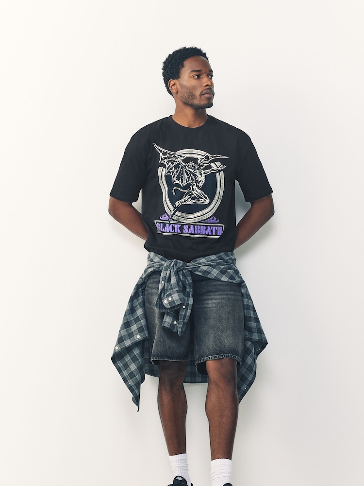 Black Sabbath Black Relaxed Fit Band Graphic Print T-Shirt - Image 2 of 8 Black Sabbath Black Relaxed Fit Band Graphic Print T-Shirt - Image 2 of 8