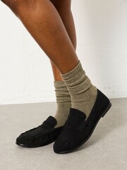 FatFace Black Suede Loafer Flat - Image 1 of 4