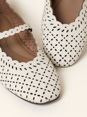 FatFace Ivory Leather Lasercut Ballerina Flat - Image 3 of 4