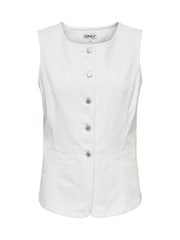 ONLY White Denim Round Neck Waistcoat - Image 1 of 2