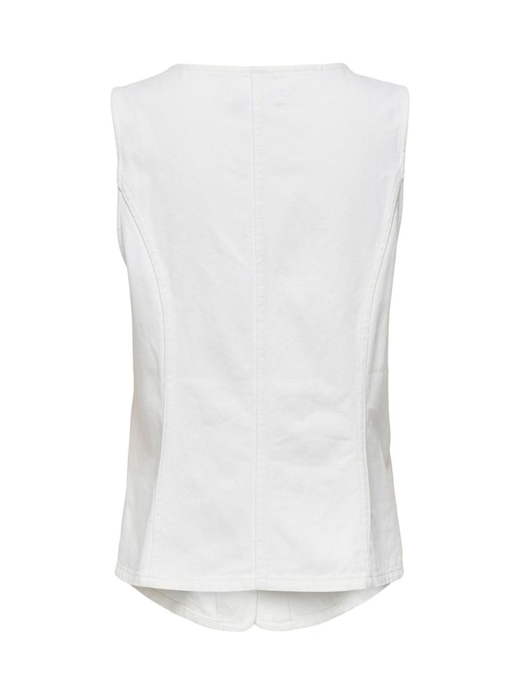 ONLY White Denim Round Neck Waistcoat - Image 2 of 2