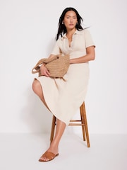Mint Velvet Natural Crochet Collar Midi Dress - Image 3 of 7