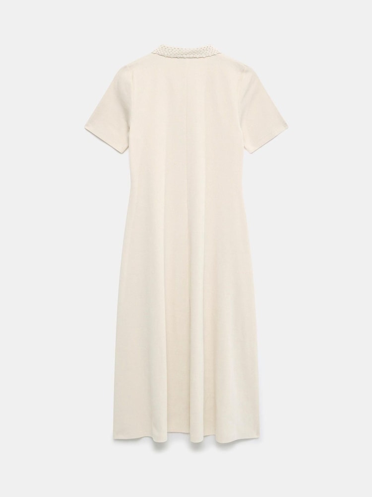 Mint Velvet Natural Crochet Collar Midi Dress - Image 7 of 7