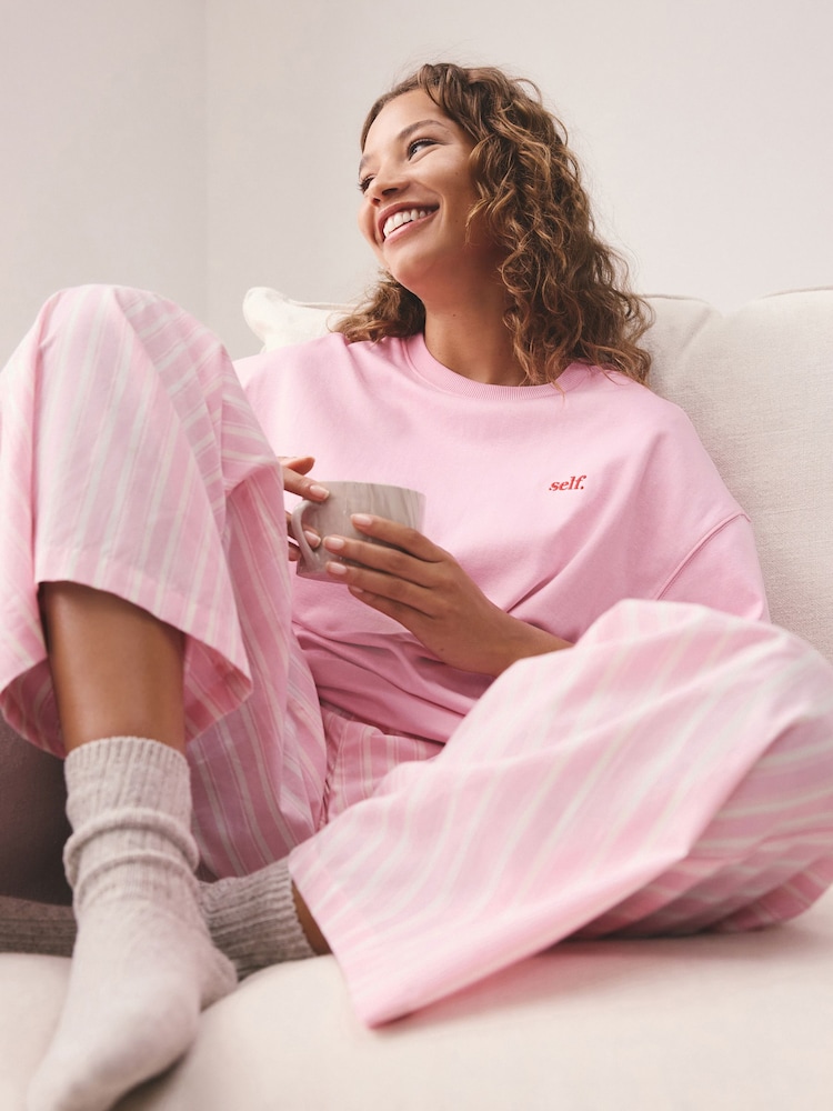 self. Bright Pink Short Sleeve Pyjamas - Image 2 of 7