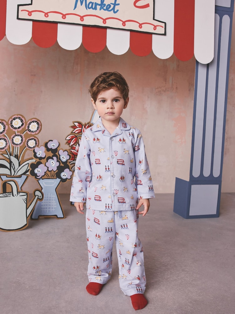 Blue London Single Button Through Pyjamas - Image 1 of 11