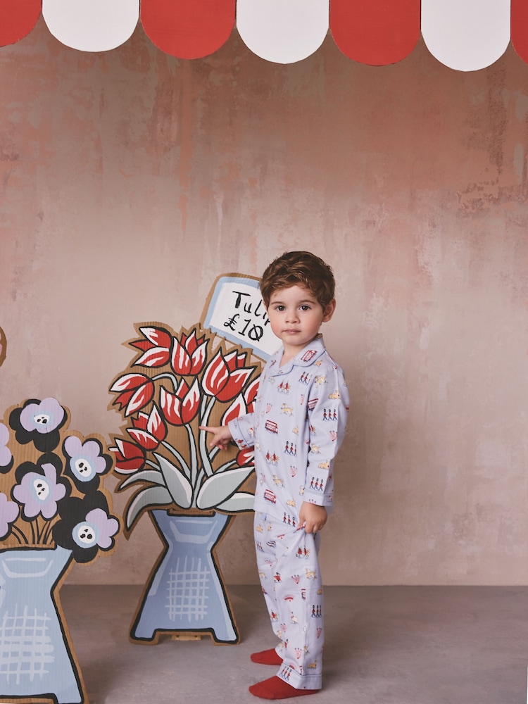 Blue London Single Button Through Pyjamas - Image 2 of 11