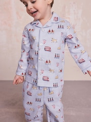 Blue London Single Button Through Pyjamas - Image 4 of 11