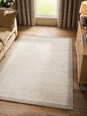 Natural Crosshatch Border Rug - Image 1 of 5