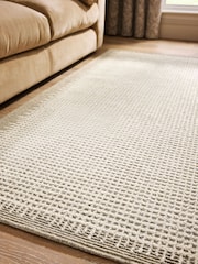 Natural Crosshatch Border Rug - Image 2 of 5