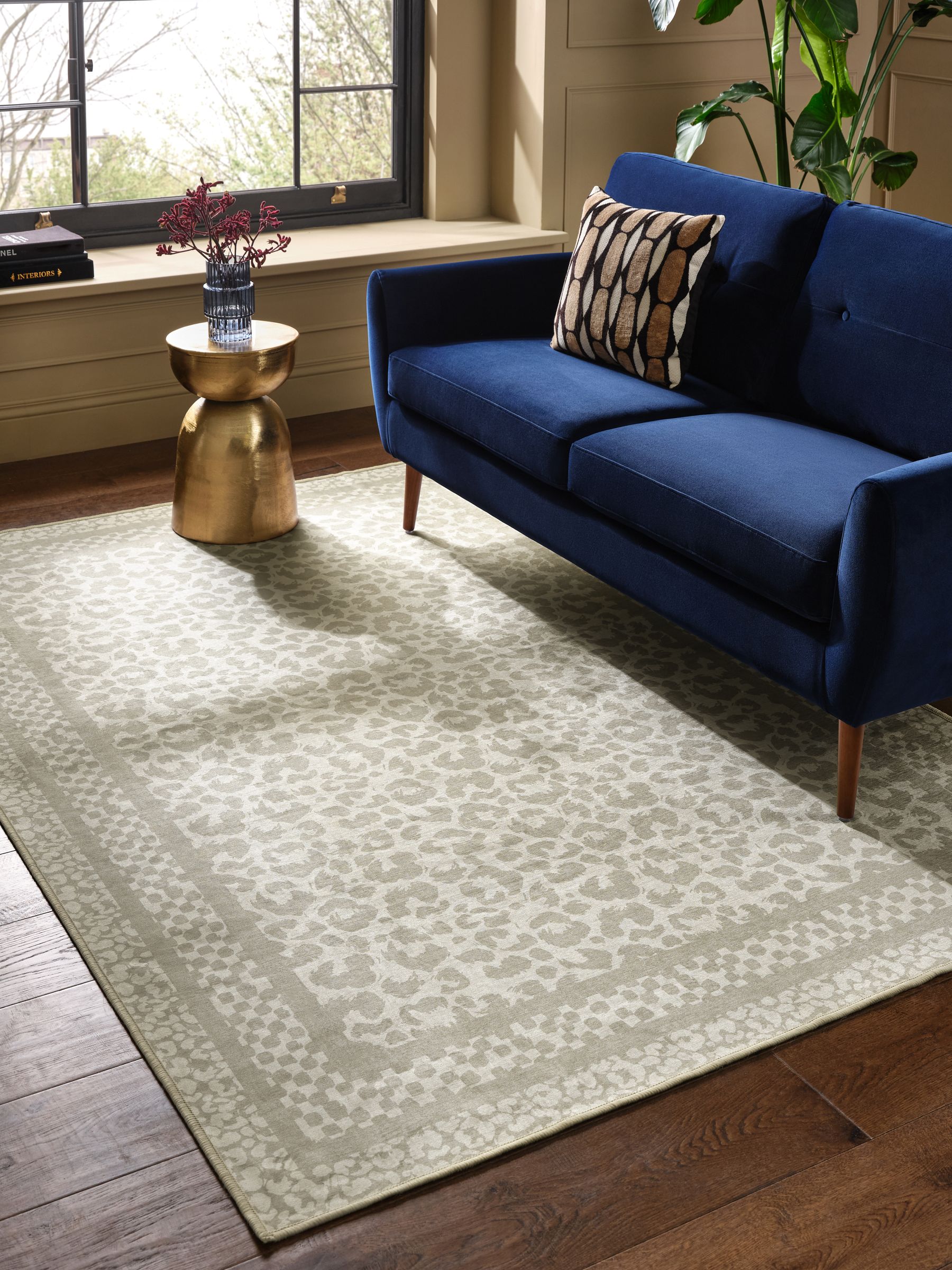 Buy Natural Washable Leopard Print Rug from Next USA