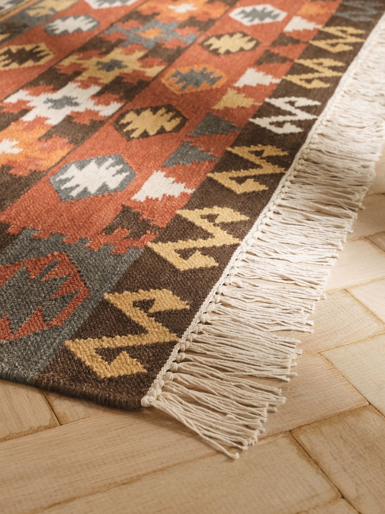 Orange Heritage Kilim Rug - Image 2 of 5