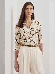 Lauren Ralph Lauren Cream Kirsty Belt Print Shirt - Imagen 1 de 5