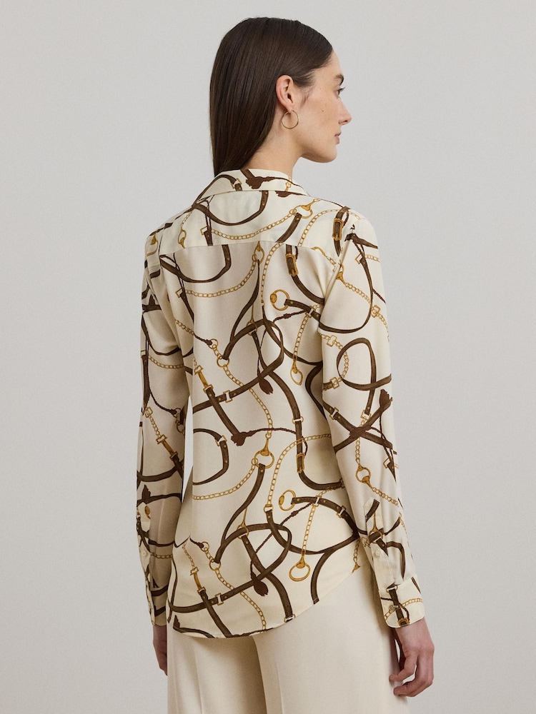 Lauren Ralph Lauren Cream Kirsty Belt Print Shirt - Imagen 2 de 5