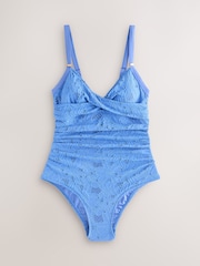 Blue Broderie Shaping Tummy Control Swimsuit - Image 1 of 4