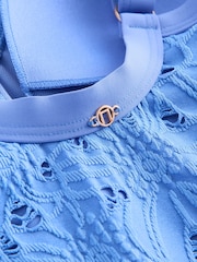 Blue Broderie Shaping Tummy Control Swimsuit - Image 3 of 4