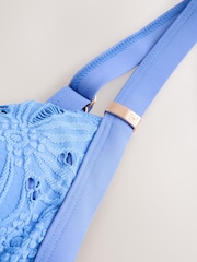Blue Broderie Shaping Tummy Control Swimsuit - Image 4 of 4