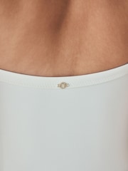 Cream Padded Draped Tummy Control Swimsuit - Image 6 of 10