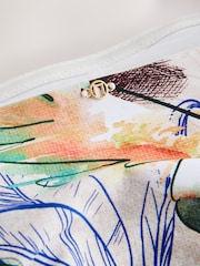 奶油色/海軍藍鸚鵡貼花印花 - 抹胸褶飾收腹塑形泳裝 - 圖片 8/10