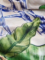 奶油色/海軍藍鸚鵡貼花印花 - 抹胸褶飾收腹塑形泳裝 - 圖片 9/10