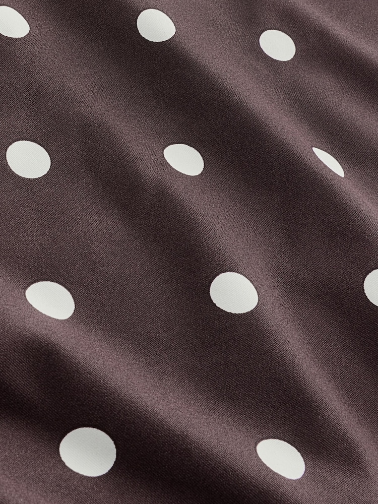 Chocolate Brown/Cream Spot Tummy Control Period Scoop Swimsuit - Image 3 of 3